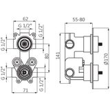 Inbouw douchekraan grb aura thermostatisch 2-wegs zwart