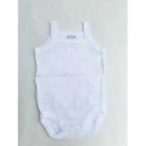 Babidu meisjes Romper/Body | Wit | Hemd model | Ajour patroon hartje | Gehaakt Randje | 1133 | 3 maand| maat 62