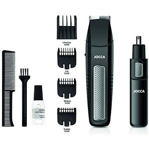 5 in 1 baard KIT - JOCCA - 1439 - 3V - 4 kammen - Zwart en roestvrij staal
