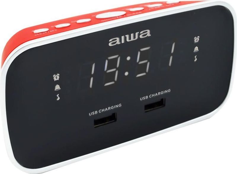 Aiwa - CRU-19RD - Wekkerradio - Rood - LED-display - USB-oplaadfunctie
