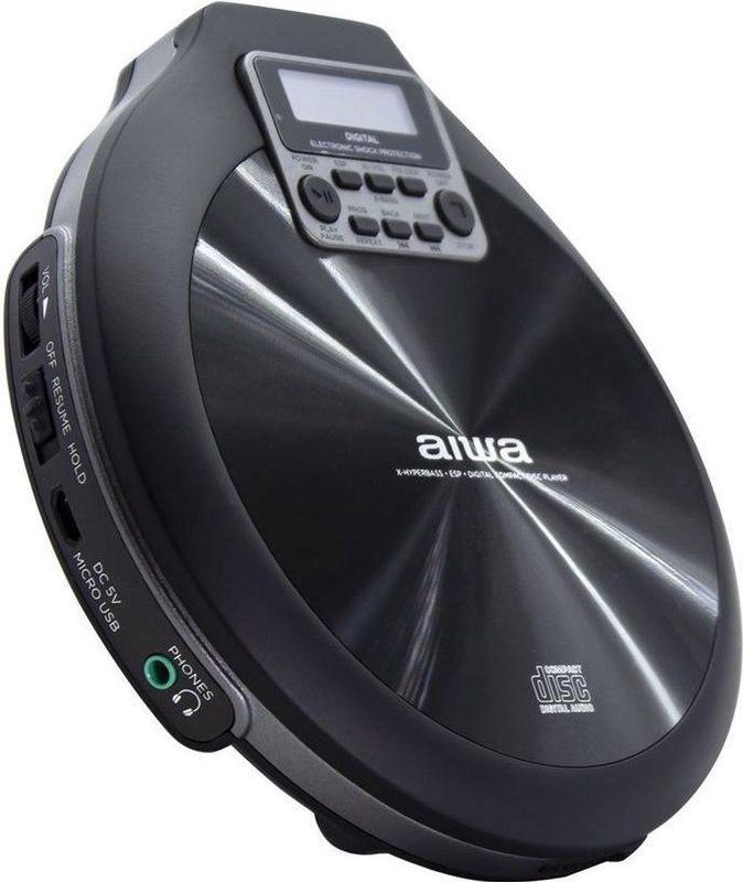 Aiwa - Pcd-810bk - Draagbare Cd-speler - Zwart - Inclusief Oordopjes