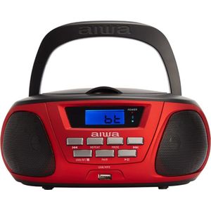 AIWA Bluetooth Radio CD-Speler – Werkt op Stroom en Batterijen – Rood