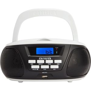 Aiwa BBTU-300BW: draagbare CD-radio met Bluetooth, USB, Aux In, radio-tuner, speciale editie voor kinderen en meisjes