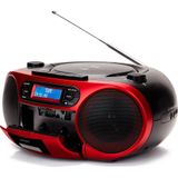 Aiwa BBTC-660DAB/RD: draagbare radio met CD, Bluetooth en USB, cassetterecorder, RDS, FM PLL, Dab+, afstandsbediening, kleur: rood