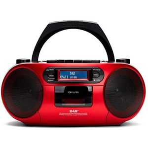 Aiwa BBTC-660DAB/RD: Draagbare Cassette-radio met CD, Bluetooth en USB, Cassetterecorder, RDS, FM PLL, Dab+, afstandsbediening, Kleur: Rood