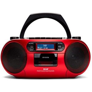 Aiwa BBTC-660DAB/RD: draagbare radio met CD, Bluetooth en USB, cassetterecorder, RDS, FM PLL, Dab+, afstandsbediening, kleur: rood