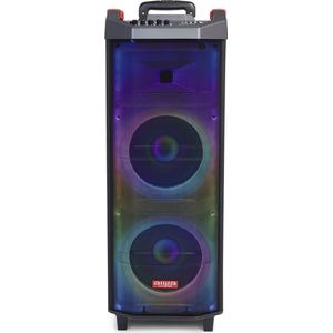 Aiwa KBTUS-710: TWS-audiosysteem met 900 W vermogen en volledige RGB-voorverlichting (Bluetooth, 10 inch luidsprekers met Hyperbass-technologie, USB, micro SD, microfoons inbegrepen). Kleur