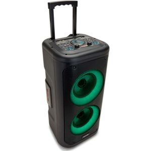 Aiwa KBTUS-450 Draagbare Bluetooth-luidspreker van 350 W met Hyperbass-technologie, Bluetooth 5.0, USB, MicroSD en True Wireless Stereo, dubbele subwoofer van 6,5 inch met microfoon, kleur: zwart