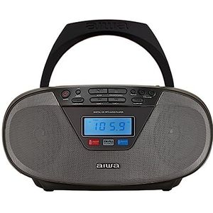 Aiwa BBTU-400BK: draagbare cd-radio met Bluetooth en USB, kleurendisplay, RDS, FM PLL, wekkerfunctie, kleur: zwart