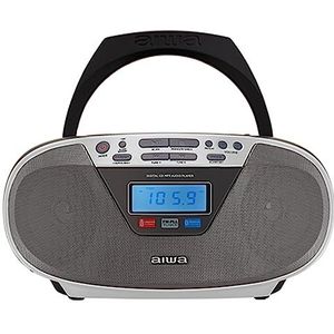 Aiwa BBTU-400SL: Draagbare CD-radio met Bluetooth en USB, kleurendisplay, RDS, FM PLL, wekkerfunctie, kleur: zilver