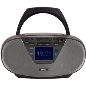 Aiwa BBTU-500DAB/BK draagbare CD-radio Dab+ met 2,4 inch kleurendisplay, Bluetooth 5.0, USB, CD/CDR/RW/MP3, Dab+, kleur: zwart