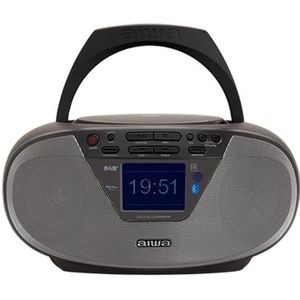 Aiwa BBTU-500DAB/BK draagbare cd-radio Dab+ met 2,4 inch kleurendisplay, Bluetooth 5.0, USB, CD/CDR/RW/MP3, Dab+, kleur: zwart