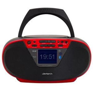 Aiwa BBTU-500DAB/RD draagbare Dab+ CD-radio met 2,4 inch kleurendisplay, Bluetooth 5.0, USB, CD/CDR/RW/MP3, Dab+, kleur: rood
