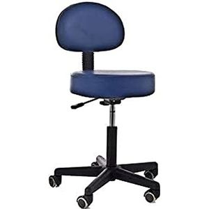 QUIRUMED Gewatteerde kruk met rugleuning, gasveer met 5 wielen, blauw