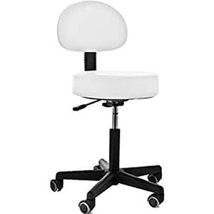 QUIRUMED Gevoerde kruk met rugleuning, gasverhoging met 5 wielen, wit