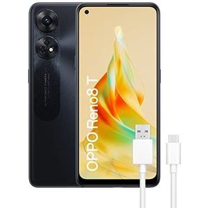 OPPO Reno8T Smartphone, zonder simslot, 8 GB + 128 GB, camera 100 MP + 2 MP, microscoopcamera, Android, batterij 5000 mAh, snel opladen, 33 W, zwart