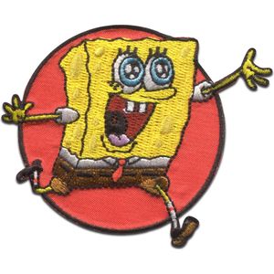 Comercial Mercera SpongeBob SquarePants rood geborduurd - Lapjes Appliqués overdrukplaatjes Applicaties opnaaien Lap Patches, Maat: 6,4 x 7,6 cm