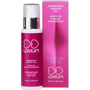 LOVIUM Afrodisiacum Massage Olie - Rode Bessen Aroma - Verhoogt de Aantrekkingskracht - Bevat Amandel en Avocado Olie - Intieme Sensuele Olie - Antioxidant Effect - 100 ml
