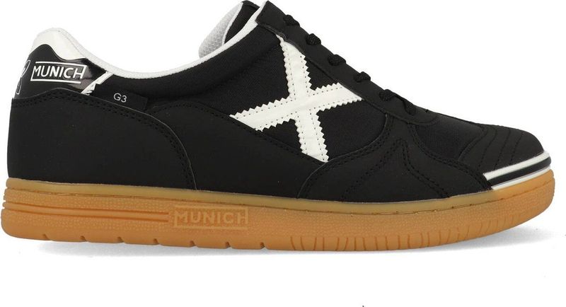 Munich - G3 - Zaalvoetbalschoenen - Zwart Wit - Leder en Synthetisch Mesh