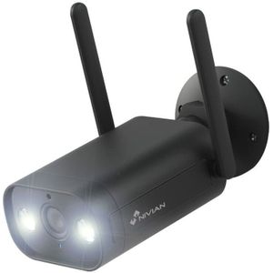 Nivian NVS-IPC-02B-L Full HD 3MP zwarte WiFi bullet voor buiten met IR nachtzicht, wit licht, microSD en 2-weg audio op Tuya app - Beveiligingscamera IP camera bewakingscamera camerabewaking veiligheidscamera beveiliging netwerk camera webcam