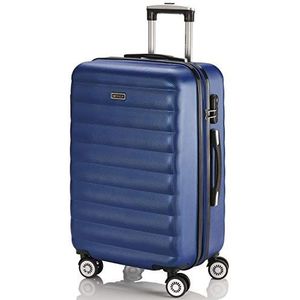 ITACA - Middelgrote Koffer. Medium Trolley Reiskoffer van ITACA. Lichtgewicht ABS Harde Schaal 4 Wielen Cijferslot 71260, Blauw