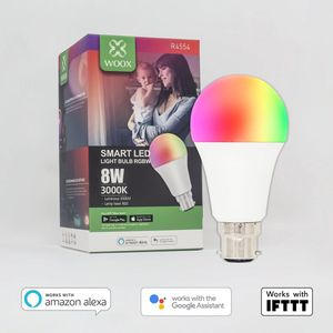WOOX R4554 Smart B22 LED lamp RGB & warm wit, powered by TUYA