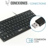 iggual - Compact toetsenbord met kabel voor TKL USB Notebook | Slim Computertoetsenbord - USB-poort - Compatibel met Windows en Android - Zwart