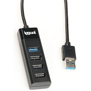 Iggual - USB 3 hub - USB 3-poort 2 en 1 USB 3 poort adapter - Compatibel met Mac OS, Windows en Linux | Lichtgewicht USB Adapter Plug & Play