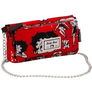 Betty Boop rood - Soft portemonnee met ketting, rood, 20 x 9 cm, rood, Talla única, zachte portemonnee met rode ketting, Rood, Zachte portemonnee met rode ketting