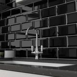 Wandtegels - Metro - Hoogglans - Zwart - 10x20 cm