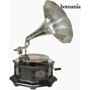 Grammofoon Achthoekig Zwart Zilver - Old Style Collectie by Homania