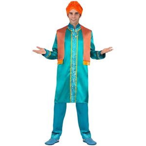 Viving Costumes Hindu Man With A Scarf And Turban Shirt Costume Blauw XL