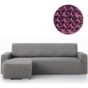 Bankhoes Milos Chaise Longue Links met korte arm - Paars - Extreme Stretch Hoekbank Hoes - Geschikt voor 230-310cm & Arm 60-110cm