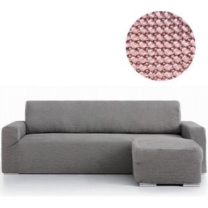 Milos Chaise Longue Bankhoes Rechts met Korte Arm - Roze - Extreme Stretch Hoekbank Hoes - Geschikt voor 230-310cm & Arm 60-110cm