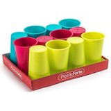 12x stuks Drinkglazen/limonadeglazen gekleurd 360 ml - Sapglazen/waterglazen onbreekbaar kunststof voor kinderen