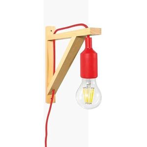 Barcelona Nordic led-wandlamp van hout en rode siliconen hanger voor E27-fitting.