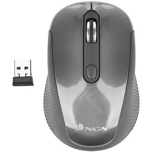 NGS Haze - Draadloze muis, 2,4 GHz, USB-muis voor computer of laptop met 3 toetsen en metalen scroll, 800/1600 dpi, grijs