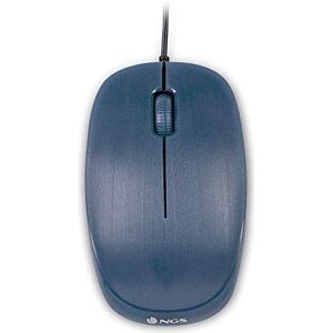NGS FLAME BLUE - Optische muis 1000 dpi met USB-kabel, muis voor computer of laptop met 3 toetsen, beide handen, blauw
