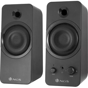 NGS GSX-200 – PC Speakers, Gaming Speakers, Stereo Speakers, Power 20 W, Jack aansluiting 3.5 mm, Superbass Bas, USB Power, Plug&Play, 29x9x9 cm, Mat Zwart