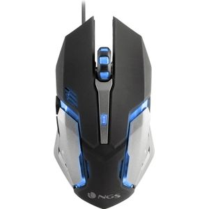 NGS GMX-100 USB-Gamingmuis met Kabel, Met een Resolutie van 800/1200/1600/2400 dpi, Optische Muis met 7 Kleuren Ledverlichting