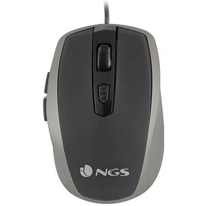 NGS TICK ZILVER - 800/1600dpi Optische muis met USB-kabel, muis voor computer of laptop met 6 knoppen, rechtshandige ergonomie, in zilver en zwart