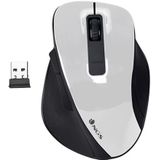 NGS BOW WHITE draadloze muis RF 2,4 GHz optische draadloze muis 800/1200/1600 dpi voor computer, scroll + 5 toetsen, ergonomie rechts, wit