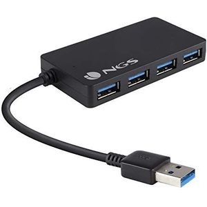 NGS USB IHUB 3.0 - USB 3.0 Hub met 4 Ooorten, High Speed Transmission tot 5 Gbps, Compatibel met USB 1.1, 2.0 en 3.0, Plug&Play, Klein en Lichtgewicht, 7.7 x 4.2 x 1.2 cm, Kleur Zwart