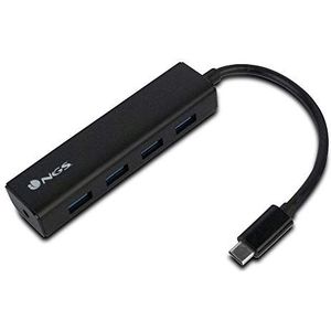 NGS Wonder Hub USB-C - 4 poorten USB 3.0 - Snelheid 480 Mbps tot 5 Gbps - Zwarte kleur WONDERHUB4 - 8435430618525
