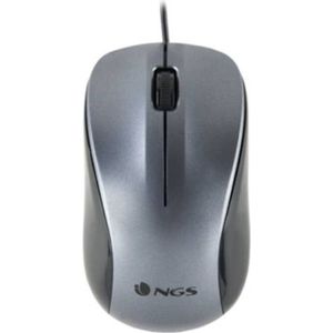 NGS CREW - 1200dpi optische muis met USB-kabel, muis voor computer of laptop met 2 knoppen, tweehandig, grijs