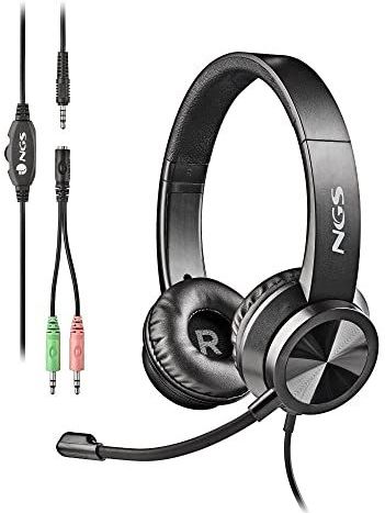 NGS MSX11 Pro Stereo Hoofdtelefoon - Verstelbaar, 3,5 mm Jack-aansluiting en Dual-Jack-adapter - 20 Hz