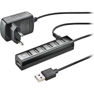 NGS IHUB7 TINY - 7-poorts USB 2.0-hub met externe voeding 5 V/1 A, universele compatibiliteit, ""Plug and Play