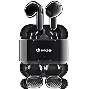 NGS ARTICA DUO BLACK - Twee Paar Onafhankelijke Draadloze Hoofdtelefoons, Compatibel met True Wireless Stereo en Bluetooth 5.1, Aanraakbediening, 30 uur Batterijduur, Zwarte Kleur