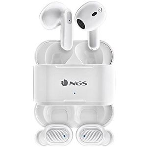 NGS ARTICA DUO WHITE - Twee Paar Onafhankelijke Draadloze Hoofdtelefoons, Compatibel met True Wireless Stereo en Bluetooth 5.1, Touch Control, 30 uur Batterijduur, Kleur Wit