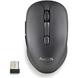 NGS EVO RUST BLACK Draadloze muis, oplaadbaar, 2,4 GHz, voor computer/MacBook/pc/Mac/iPad/tablet, stille toetsen, 3 resolutieniveaus: 800/1200/1600, ontworpen voor rechtshandigen, zwart